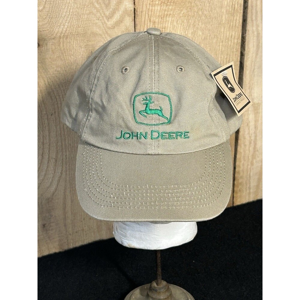 John Deere Hat/Cap Adjustable Strap Back Khaki NWT K-Products Made in USA